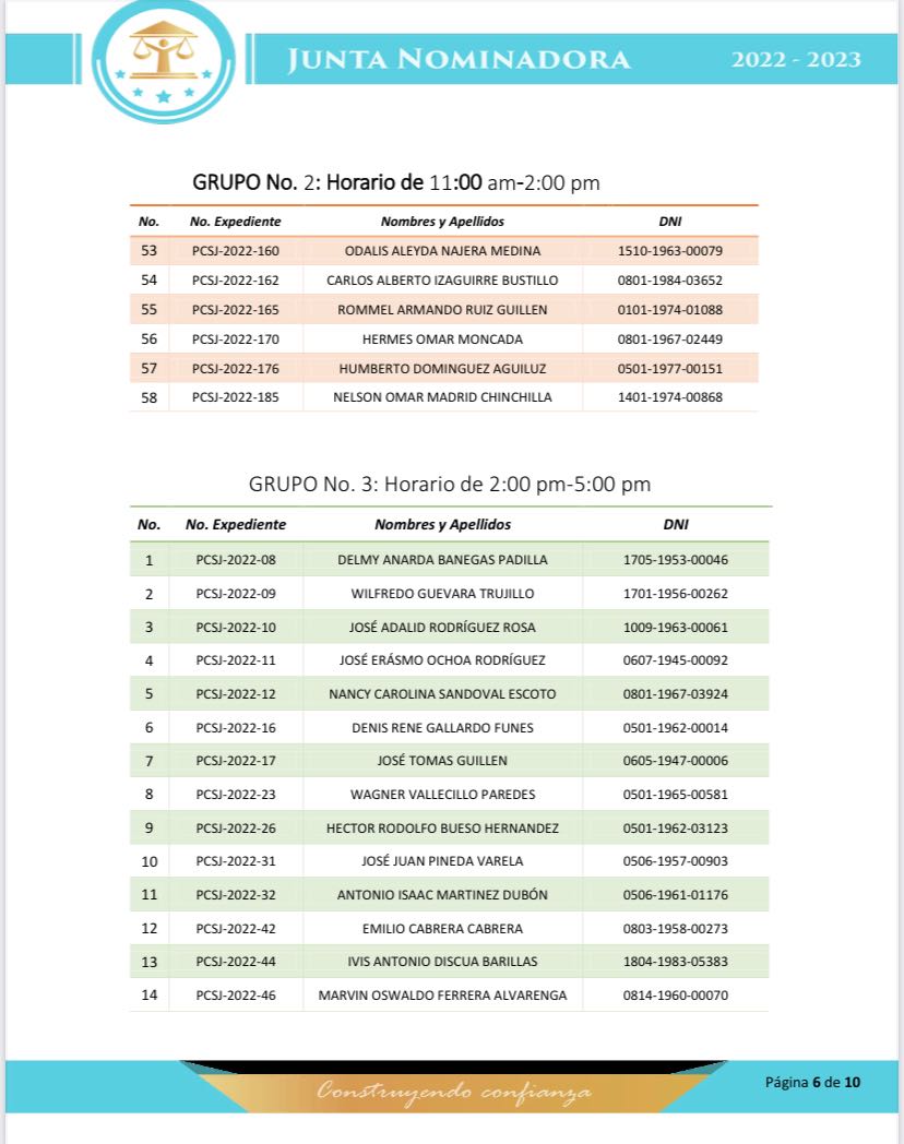 Listado y horario de las pruebas de conocimiento jurídico 